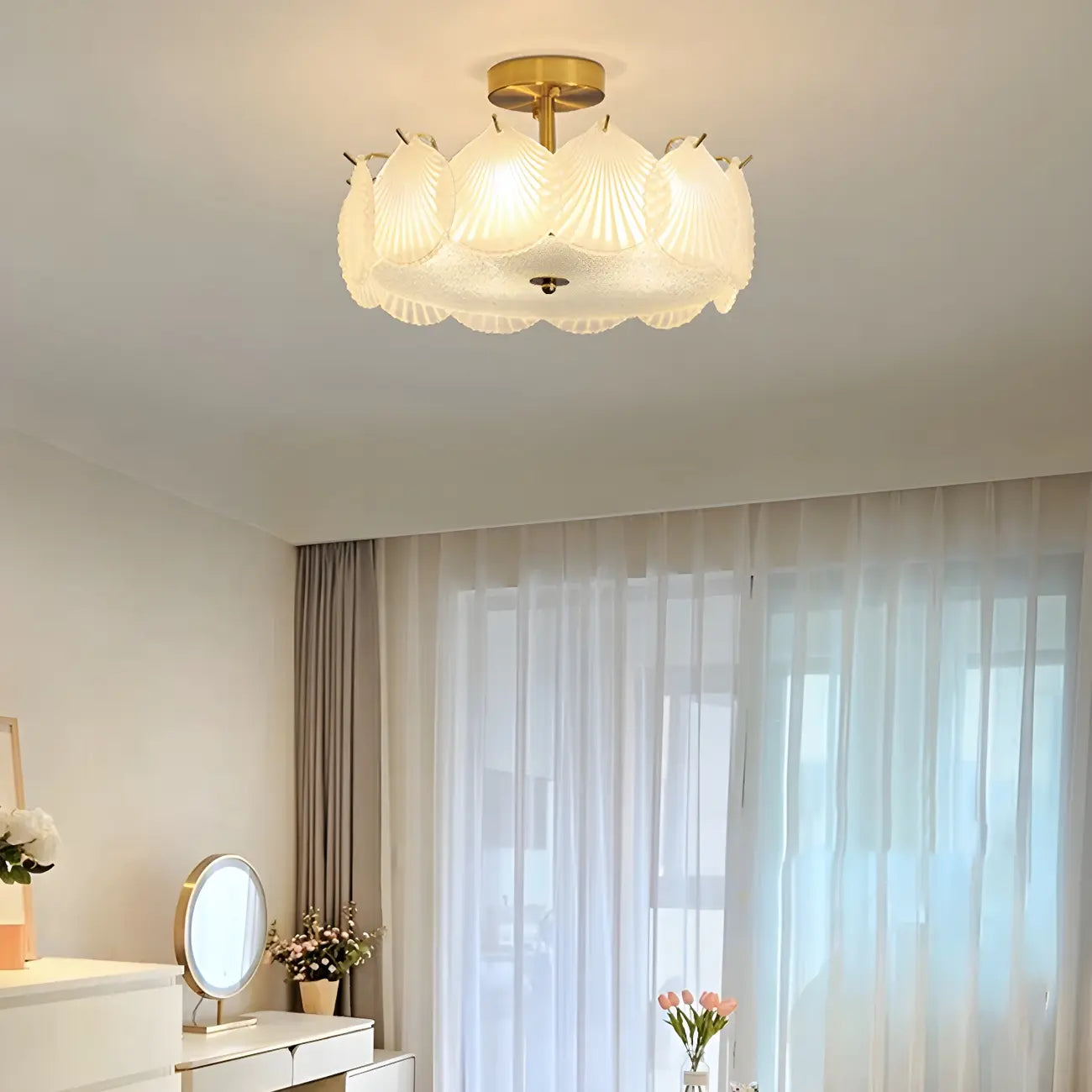 Geometric Round Ceiling Light Fixture for Modern Living Room