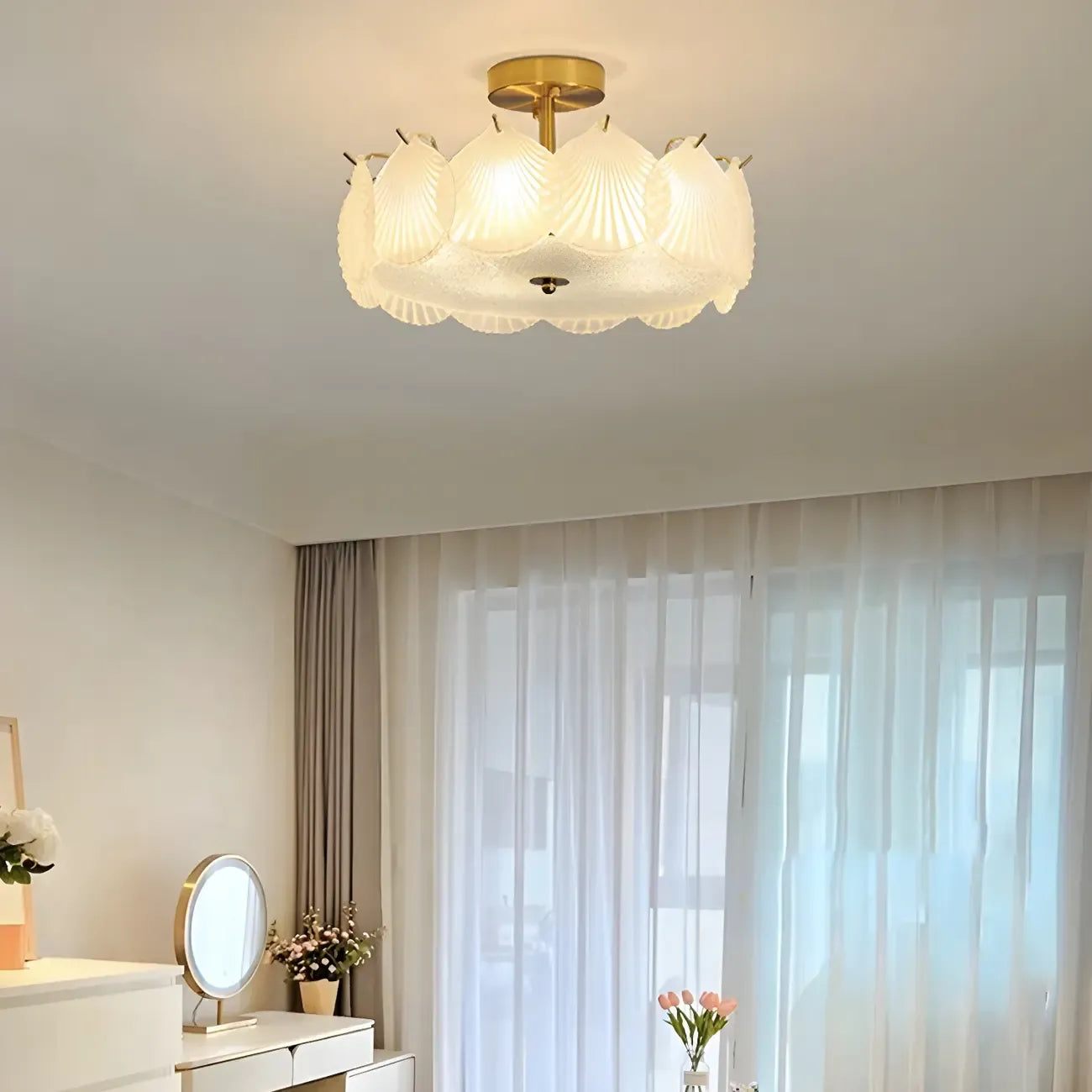 Geometric Round Ceiling Light Fixture for Modern Living Room
