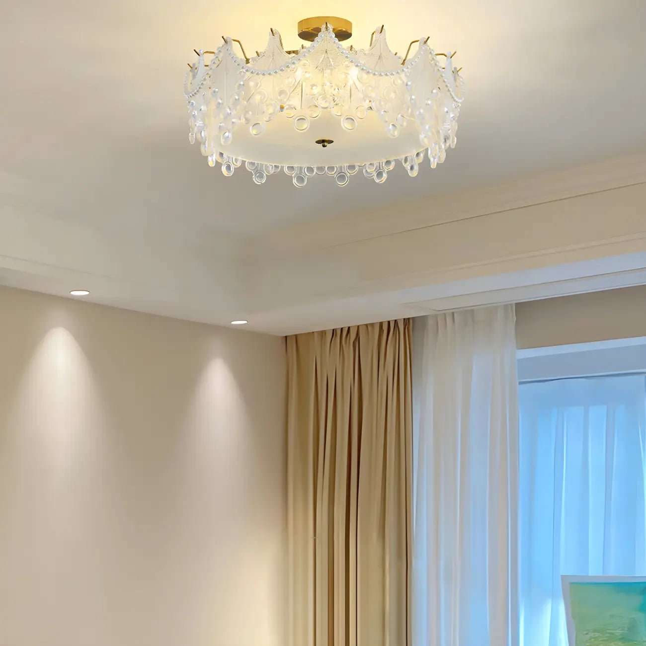 Geometric Round Ceiling Light Fixture for Modern Living Room