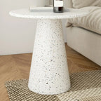 Modern Round Beige Metal End Table for Living Room
