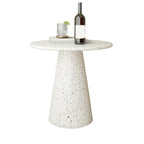 Modern Round Beige Metal End Table for Living Room