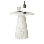 Modern Round Beige Metal End Table for Living Room