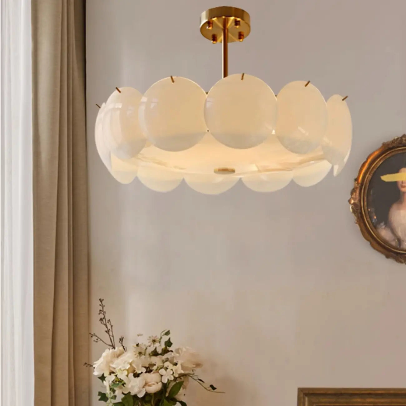 Geometric Round Ceiling Light Fixture for Modern Living Room