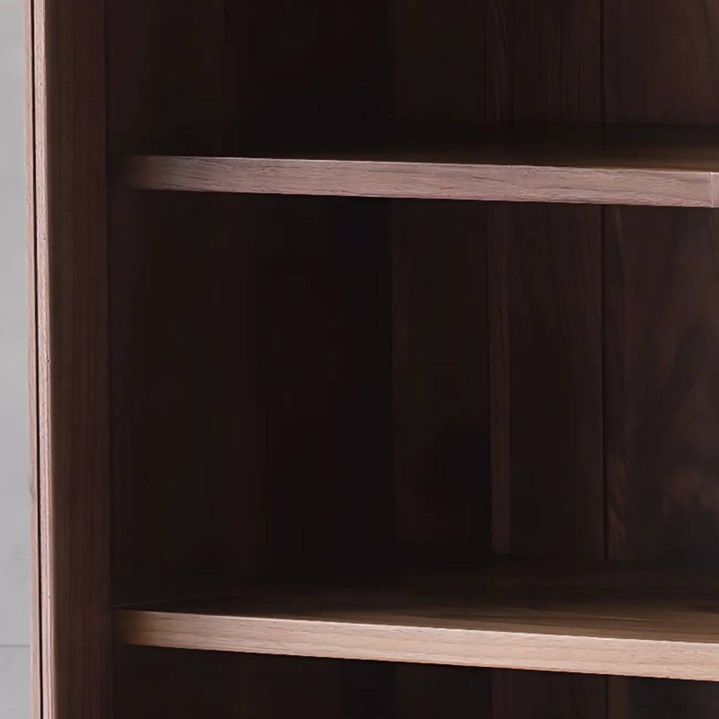 2-Drawer Mid-Century Brown Accent Cabinet with Gass Door