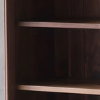 2-Drawer Mid-Century Brown Accent Cabinet with Gass Door