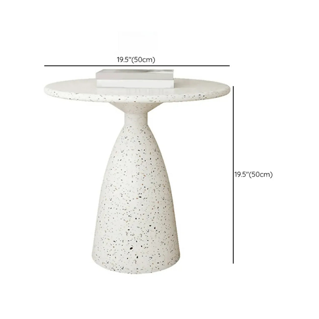 Modern Round Beige Metal End Table for Living Room
