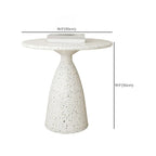 Modern Round Beige Metal End Table for Living Room