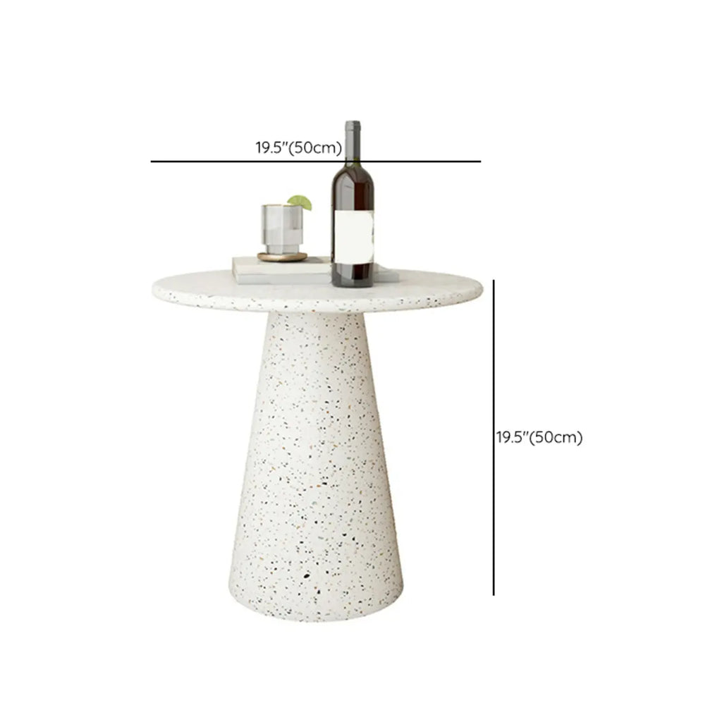 Modern Round Beige Metal End Table for Living Room