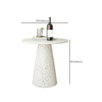 Modern Round Beige Metal End Table for Living Room