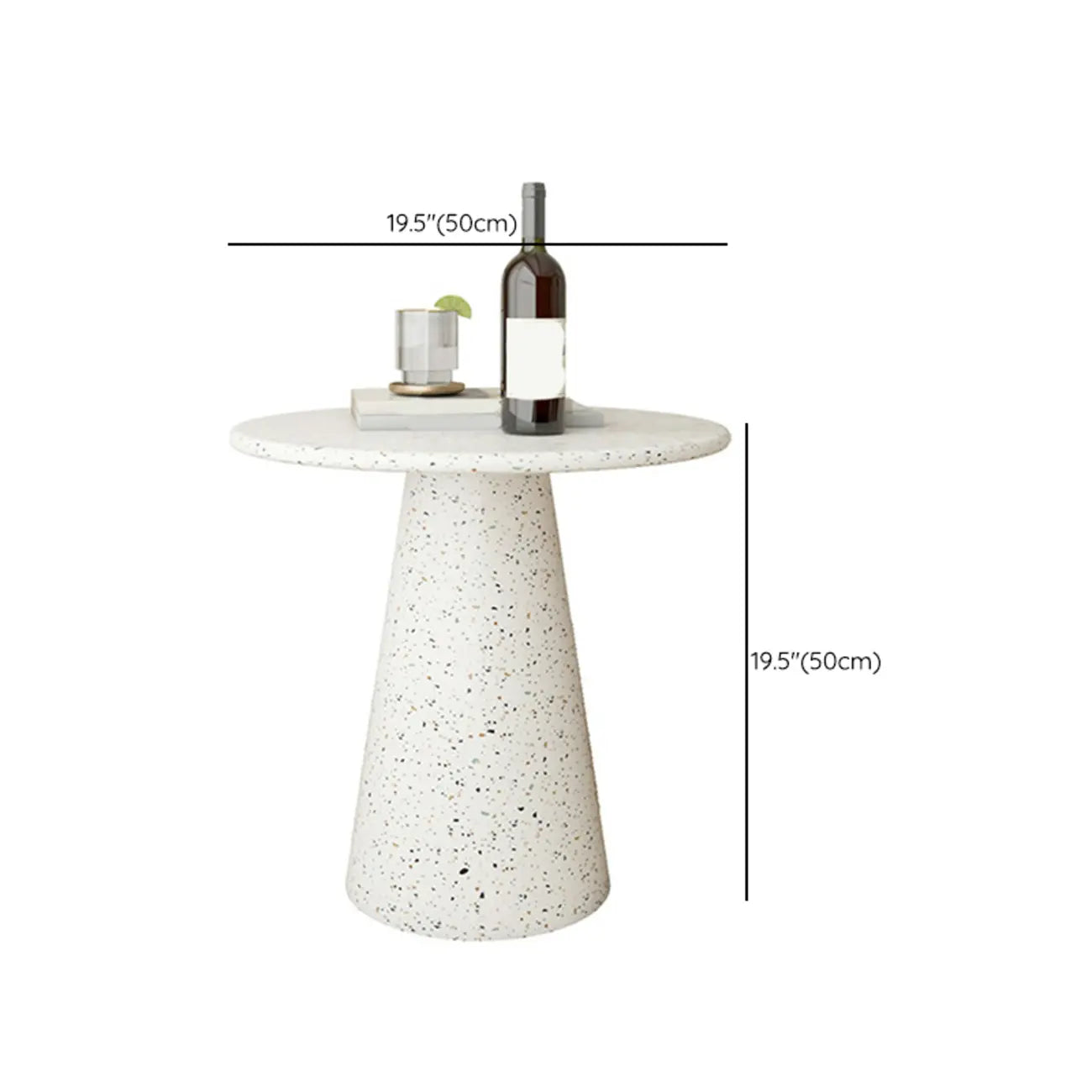Modern Round Beige Metal End Table for Living Room