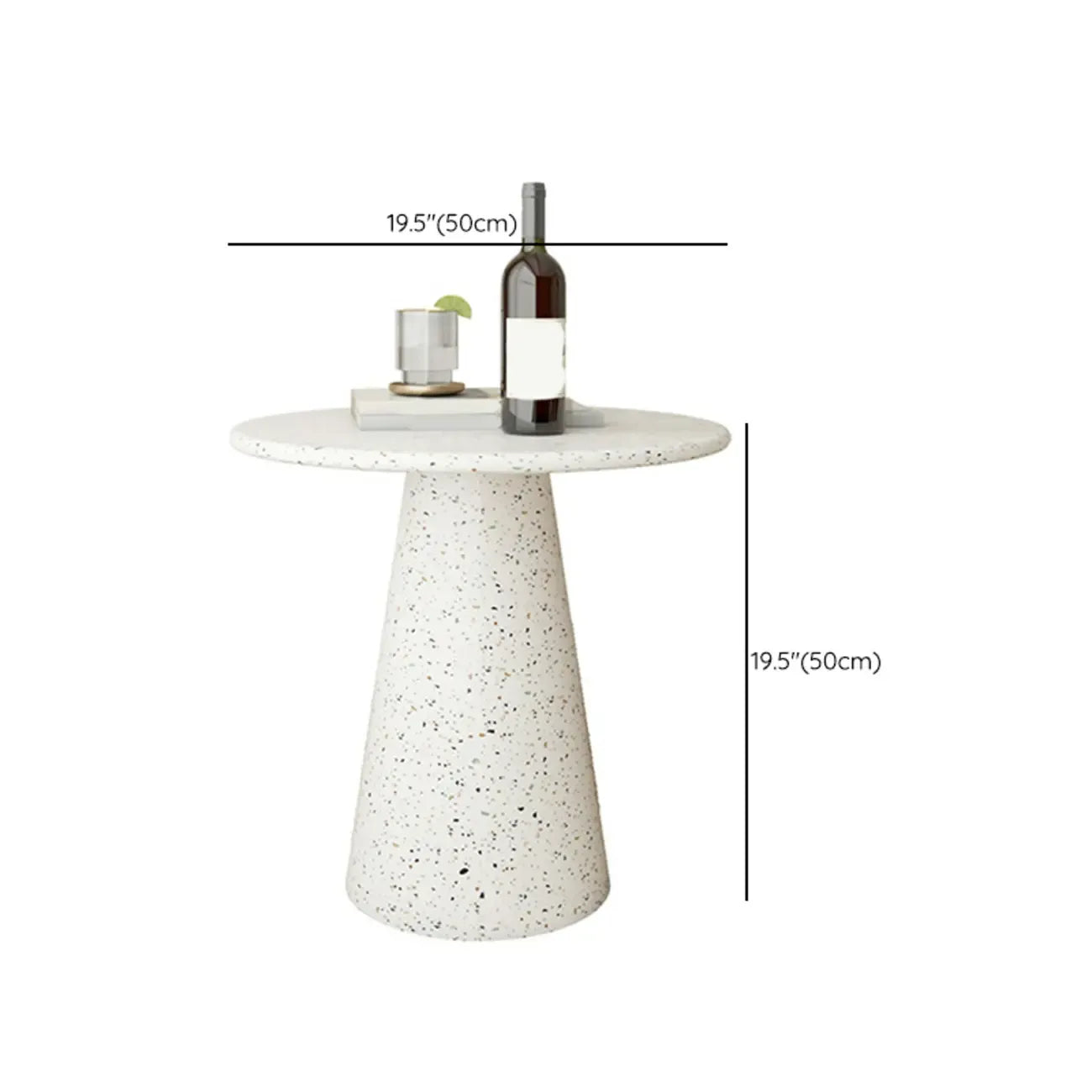 Modern Round Beige Metal End Table for Living Room