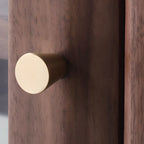 2-Drawer Mid-Century Brown Accent Cabinet with Gass Door