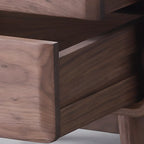 2-Drawer Mid-Century Brown Accent Cabinet with Gass Door