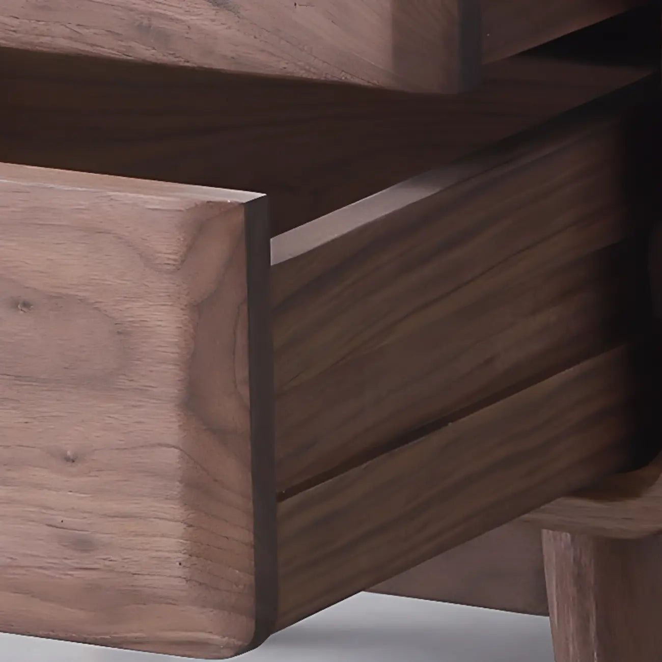 2-Drawer Mid-Century Brown Accent Cabinet with Gass Door