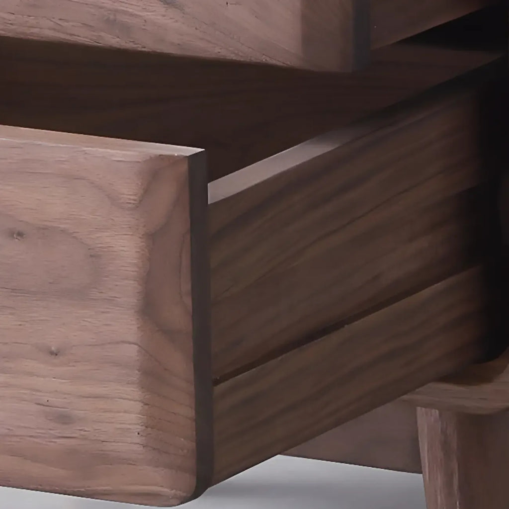 2-Drawer Mid-Century Brown Accent Cabinet with Gass Door