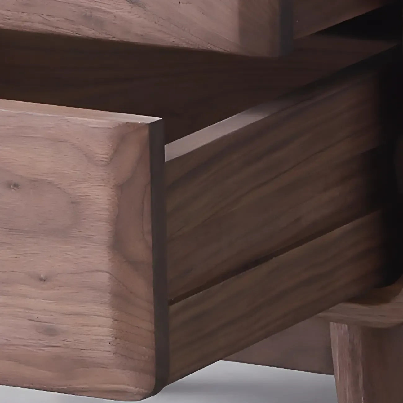 2-Drawer Mid-Century Brown Accent Cabinet with Gass Door