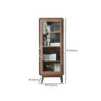 2-Drawer Mid-Century Brown Accent Cabinet with Gass Door
