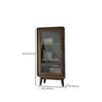 2-Drawer Mid-Century Brown Accent Cabinet with Gass Door