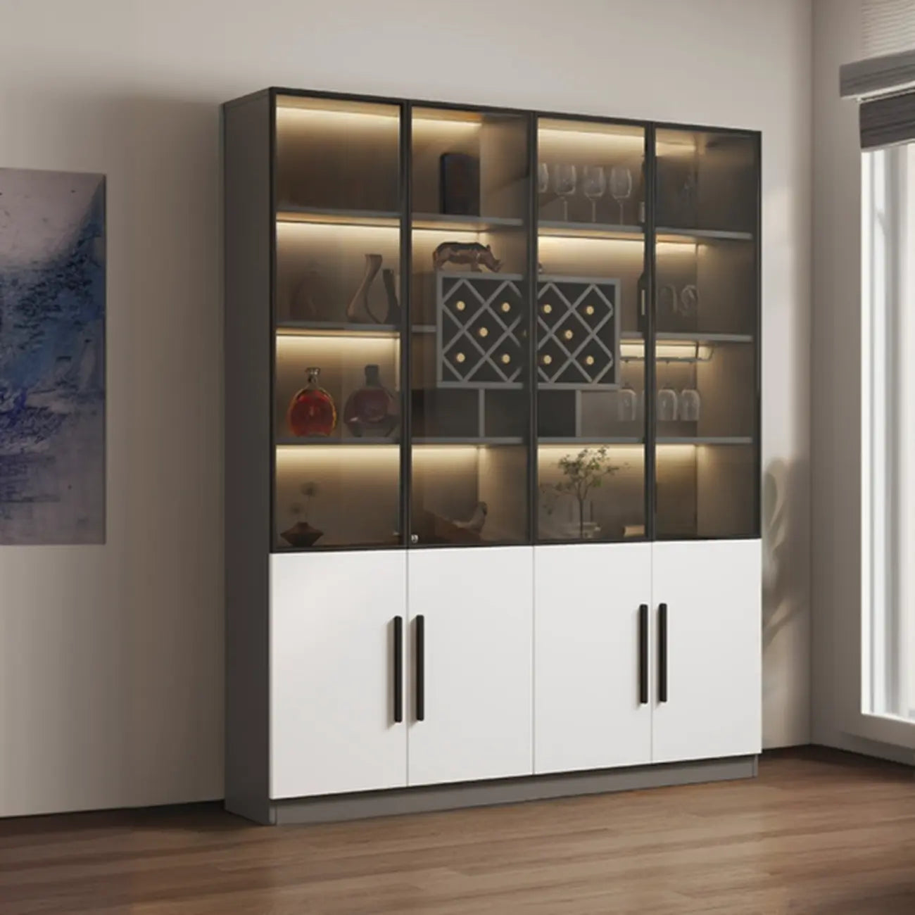 79 Modern Wooden Lighted Storage Cabinet for Indoor Display