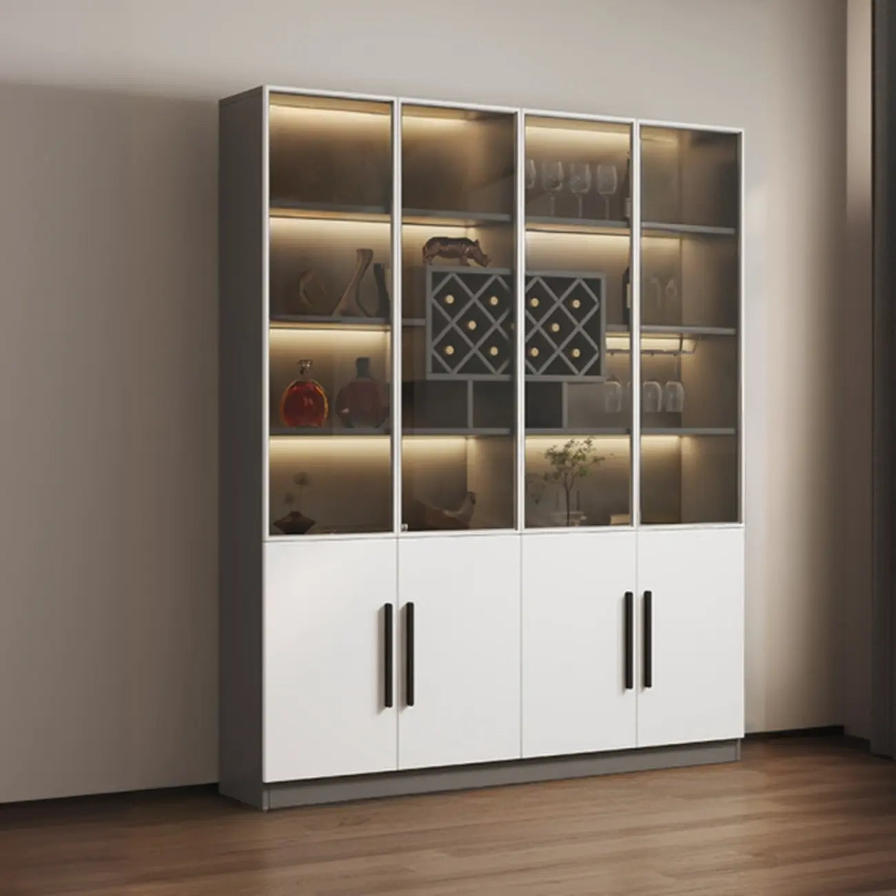 79 Modern Wooden Lighted Storage Cabinet for Indoor Display