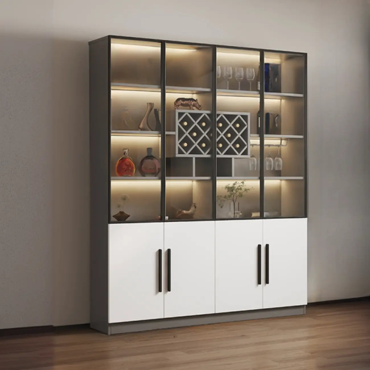 79 Modern Wooden Lighted Storage Cabinet for Indoor Display