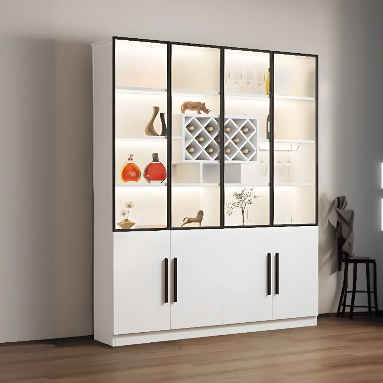 79 Modern Wooden Lighted Storage Cabinet for Indoor Display