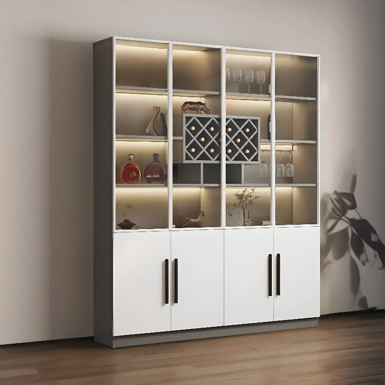 79 Modern Wooden Lighted Storage Cabinet for Indoor Display