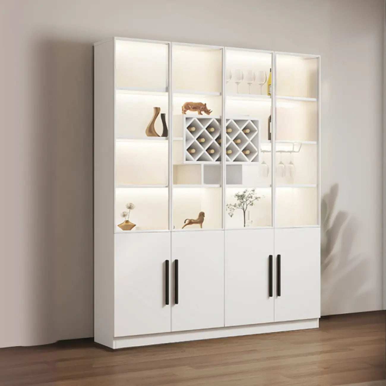 79 Modern Wooden Lighted Storage Cabinet for Indoor Display