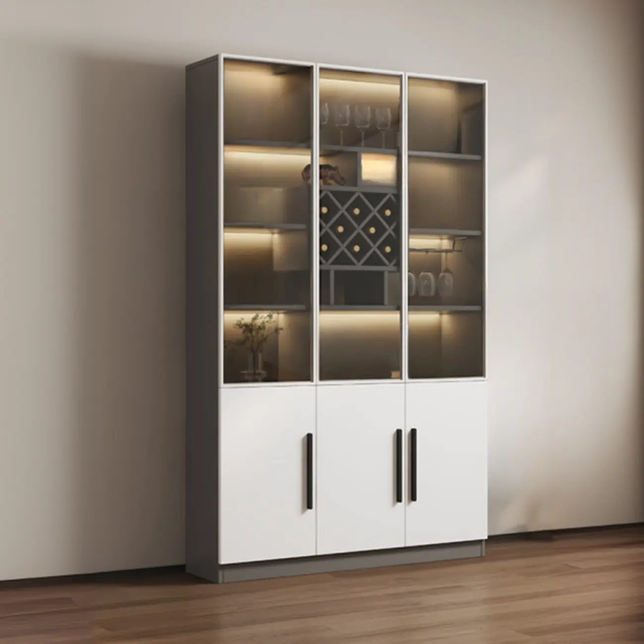 79 Modern Wooden Lighted Storage Cabinet for Indoor Display