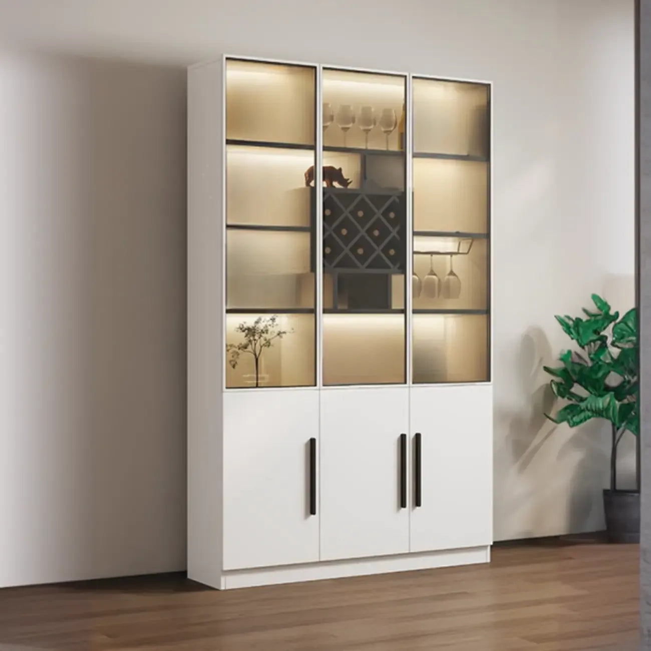 79 Modern Wooden Lighted Storage Cabinet for Indoor Display