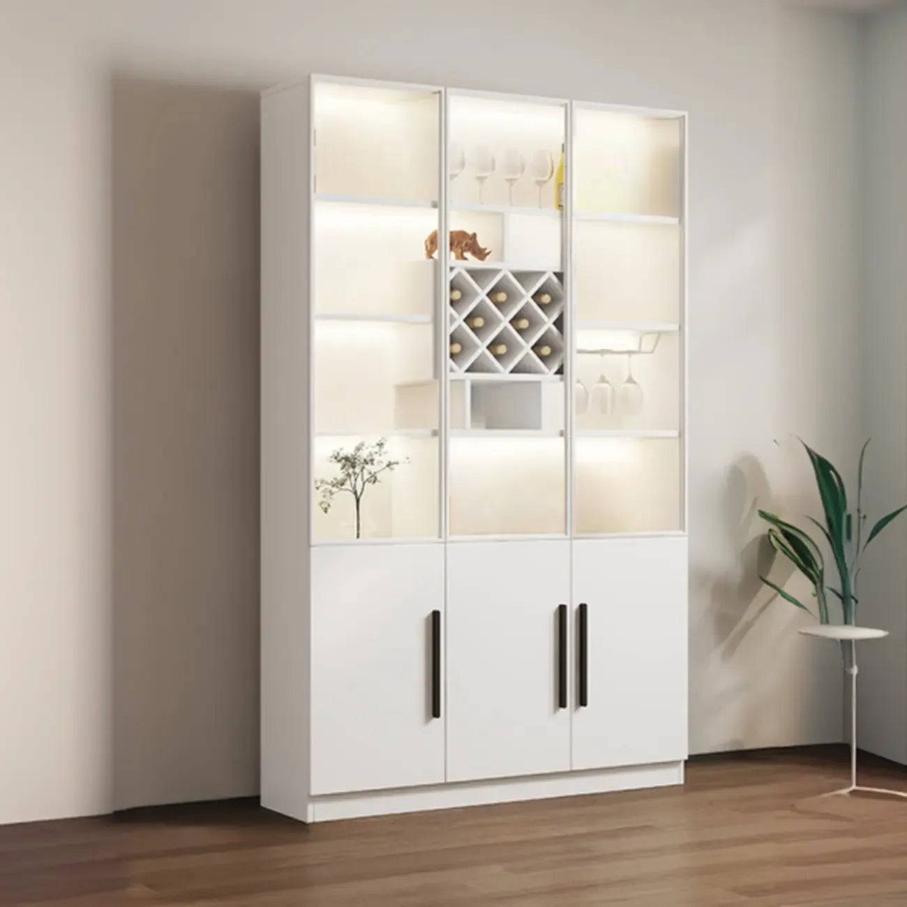 79 Modern Wooden Lighted Storage Cabinet for Indoor Display