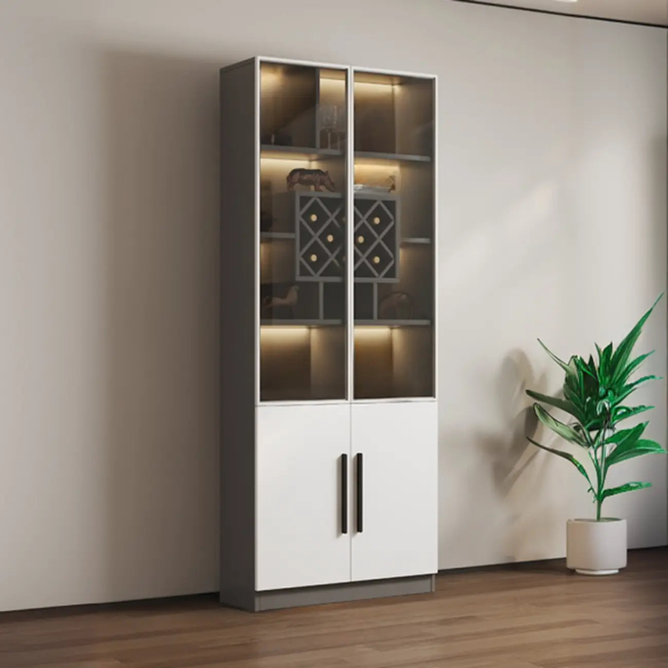 79 Modern Wooden Lighted Storage Cabinet for Indoor Display