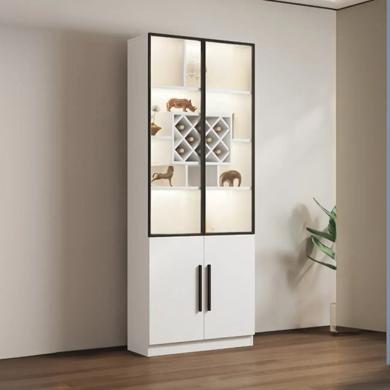 79 Modern Wooden Lighted Storage Cabinet for Indoor Display