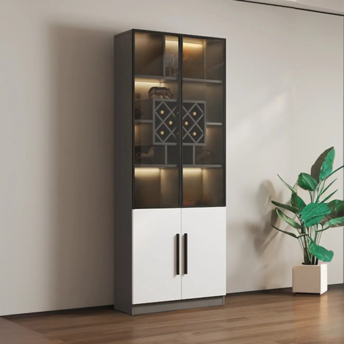 79 Modern Wooden Lighted Storage Cabinet for Indoor Display