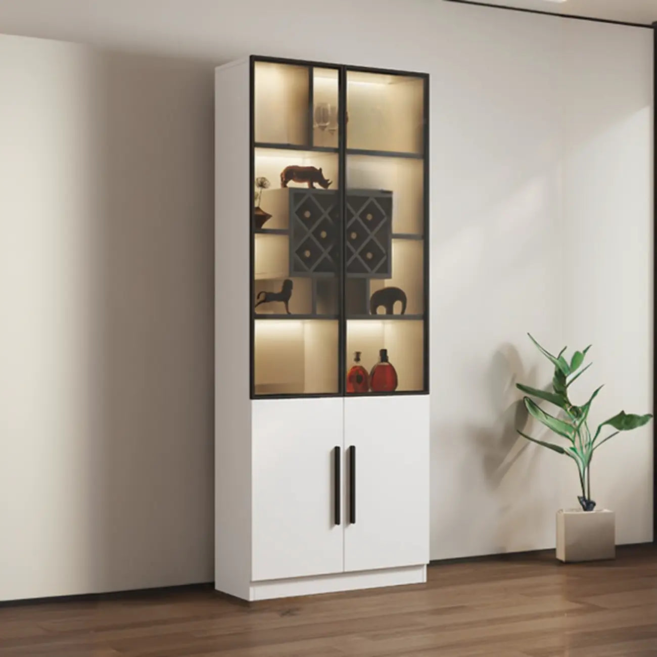 79 Modern Wooden Lighted Storage Cabinet for Indoor Display