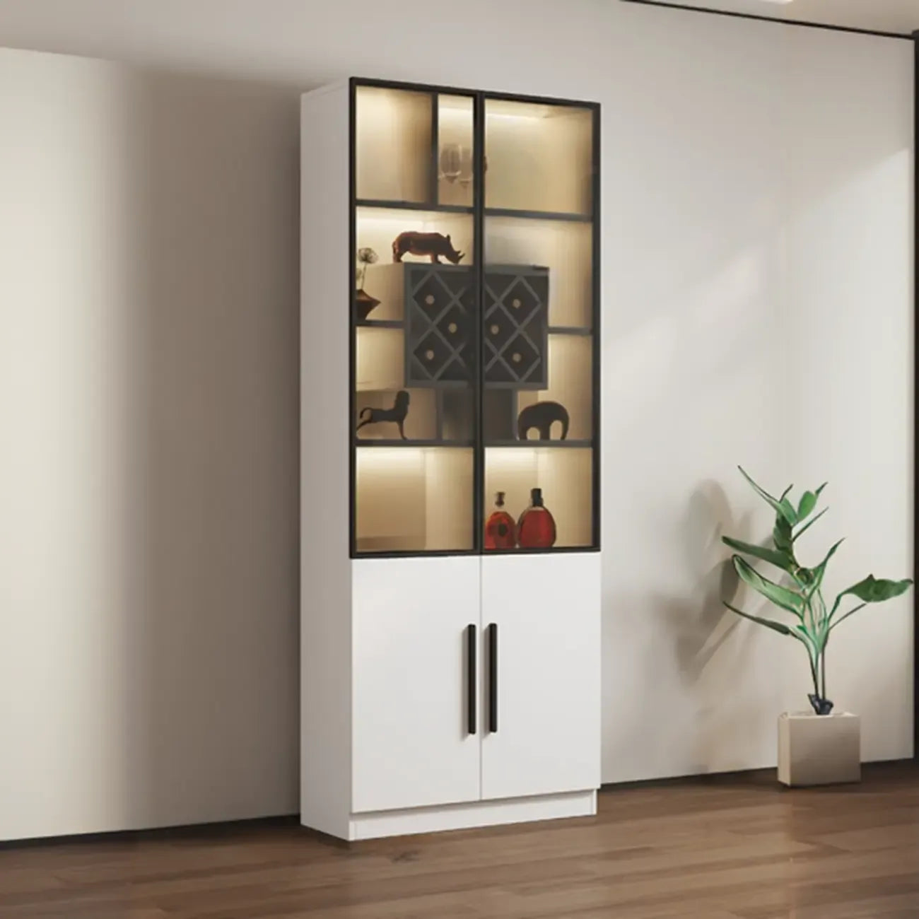 79 Modern Wooden Lighted Storage Cabinet for Indoor Display