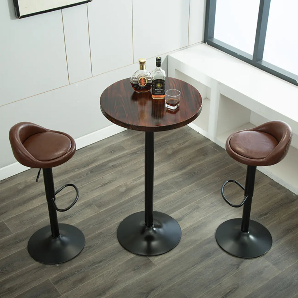 Scandinavian 36 Wooden Round Bistro Table with Metal Pedestal