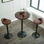 Scandinavian 36 Wooden Round Bistro Table with Metal Pedestal