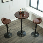 Scandinavian 36 Wooden Round Bistro Table with Metal Pedestal