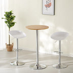 Scandinavian 36 Wooden Round Bistro Table with Metal Pedestal