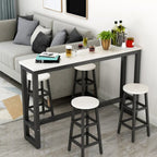 Elegant White Narrow Bar Table with Metal Footrest for Modern Home Decor
