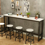 Elegant White Narrow Bar Table with Metal Footrest for Modern Home Decor