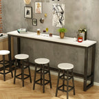 Elegant White Narrow Bar Table with Metal Footrest for Modern Home Decor