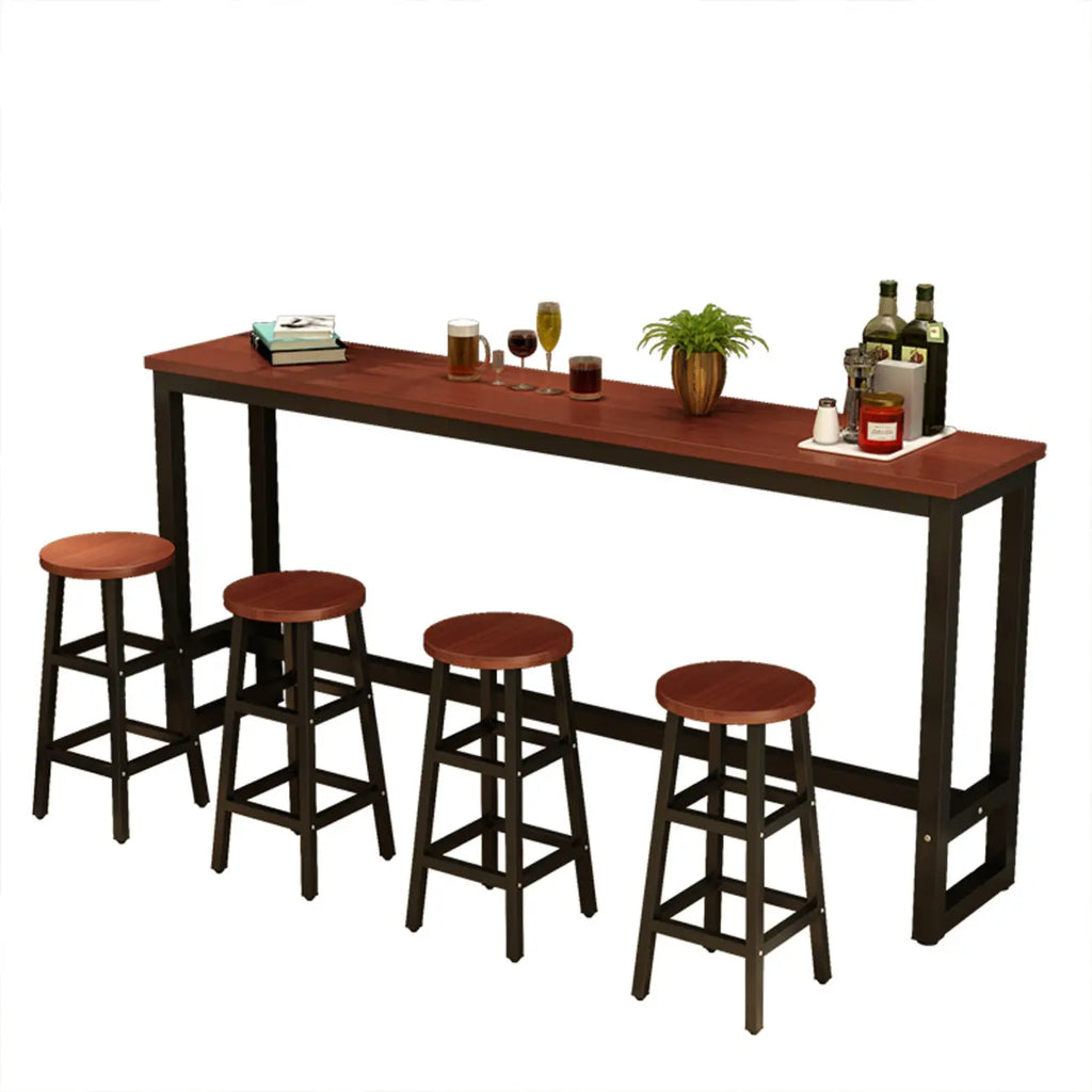 Elegant White Narrow Bar Table with Metal Footrest for Modern Home Decor