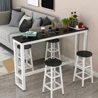 Elegant White Narrow Bar Table with Metal Footrest for Modern Home Decor