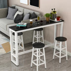 Elegant White Narrow Bar Table with Metal Footrest for Modern Home Decor