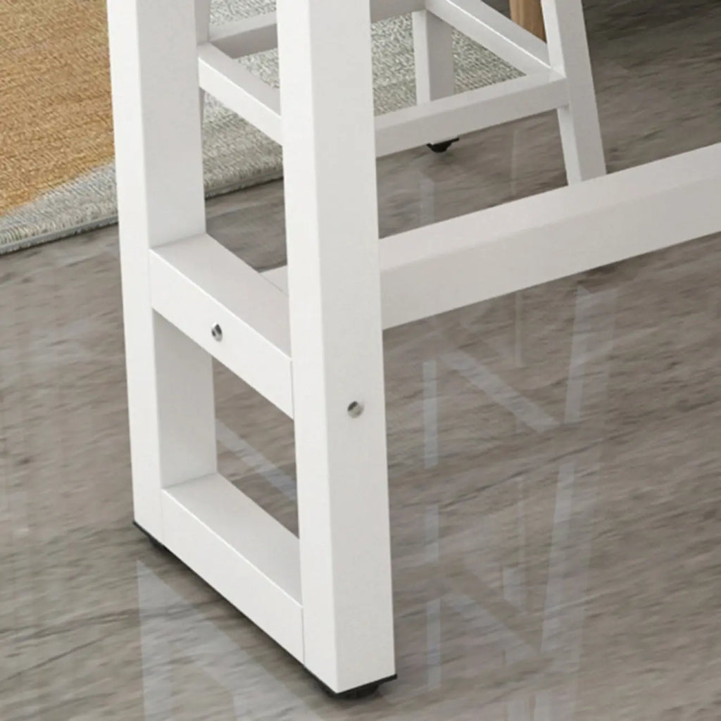 Elegant White Narrow Bar Table with Metal Footrest for Modern Home Decor