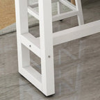 Elegant White Narrow Bar Table with Metal Footrest for Modern Home Decor