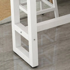 Elegant White Narrow Bar Table with Metal Footrest for Modern Home Decor