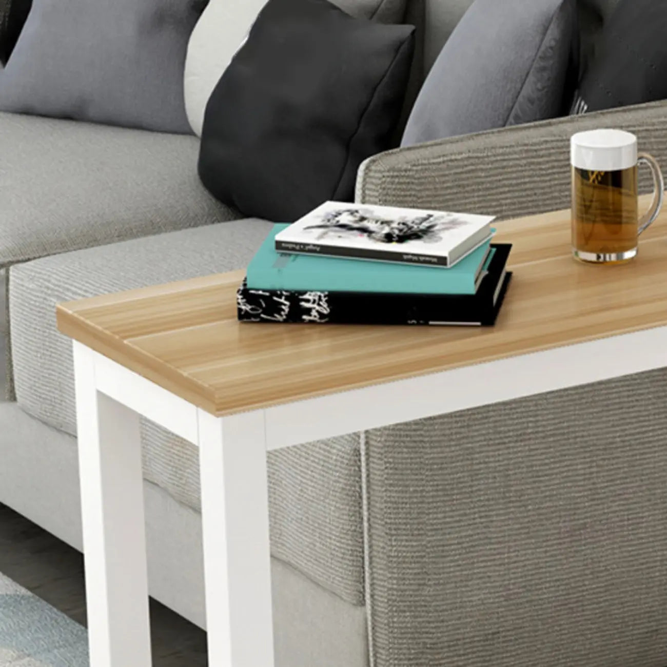 Elegant White Narrow Bar Table with Metal Footrest for Modern Home Decor